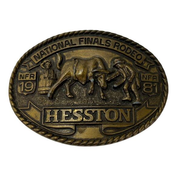 1981 Hesston National Finals Rodeo NFR Collectors Rodeo Cowboy Belt Buckle - Picture 1 of 3